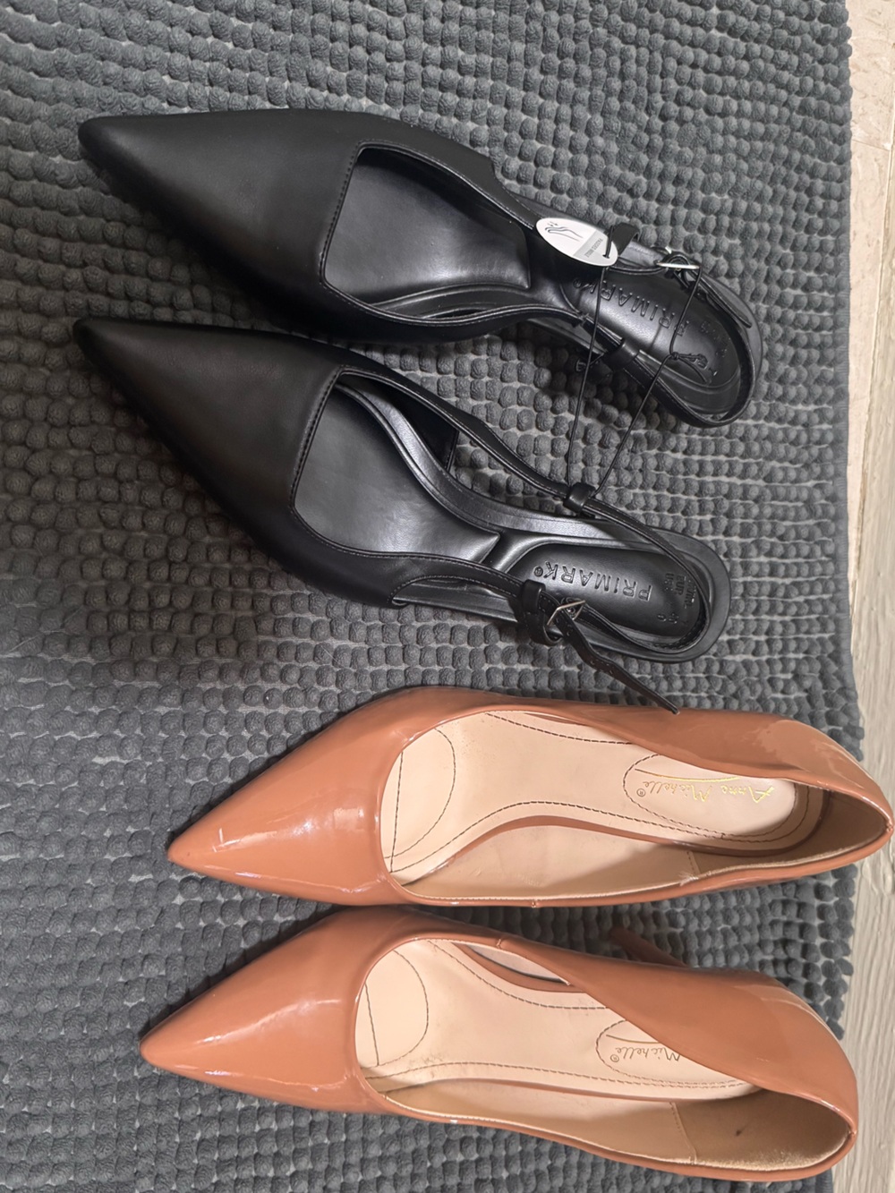 Primark Black and Tan Pointed Slingback Flats